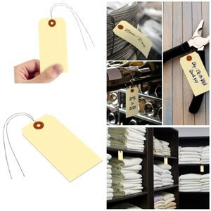 New 750 Blank Manila Shipping Tags w/ Wire sz 5 Thick Cardstock Paper Hang Shows